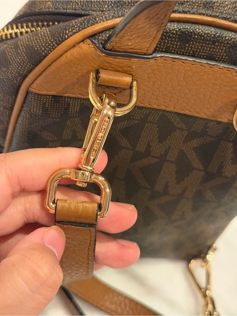 Michael Kors Brown and Tan MK Logo Mini Backpack